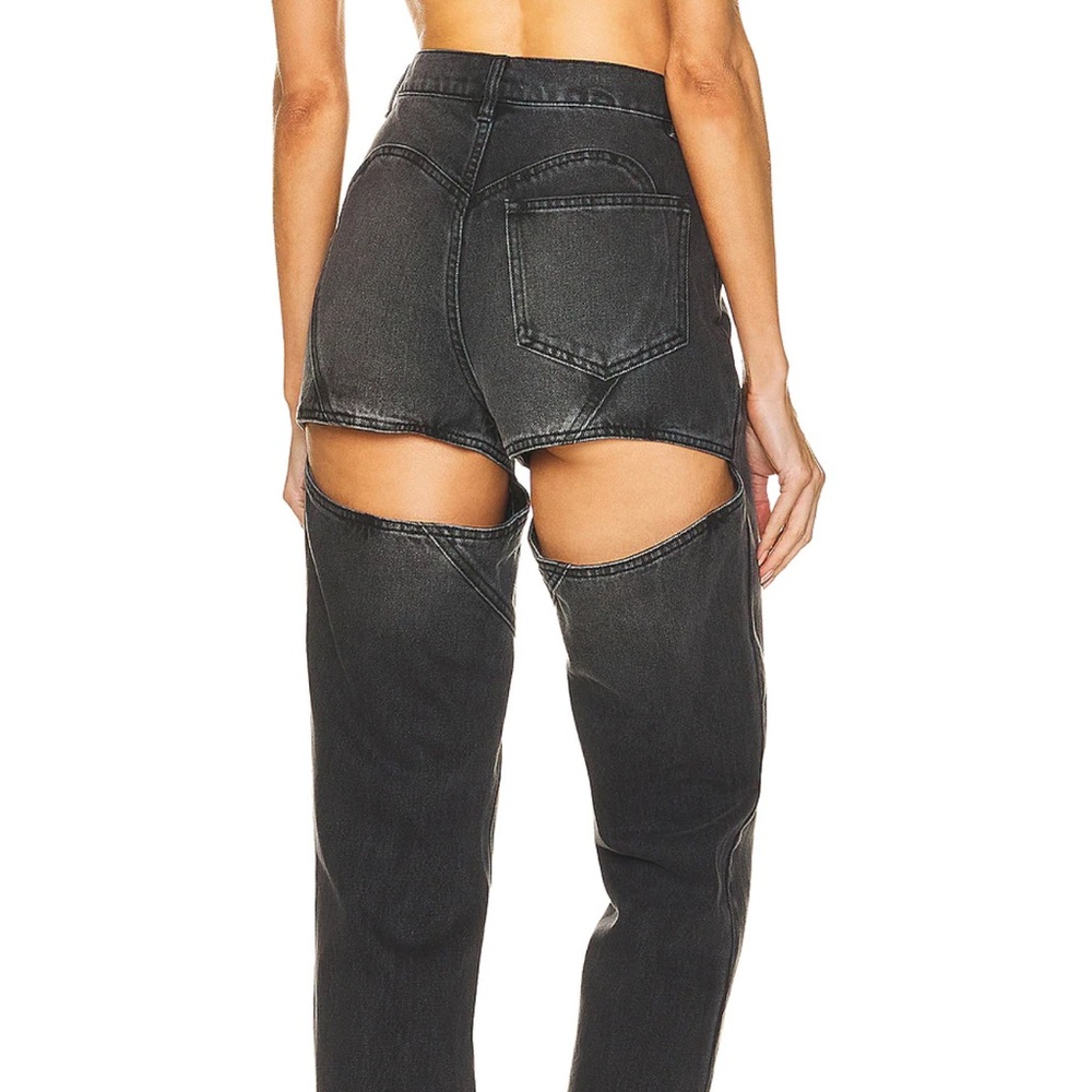 AREA NYC Crystal Backslit Jeans in Black Sz 6 - Picture 4 of 13